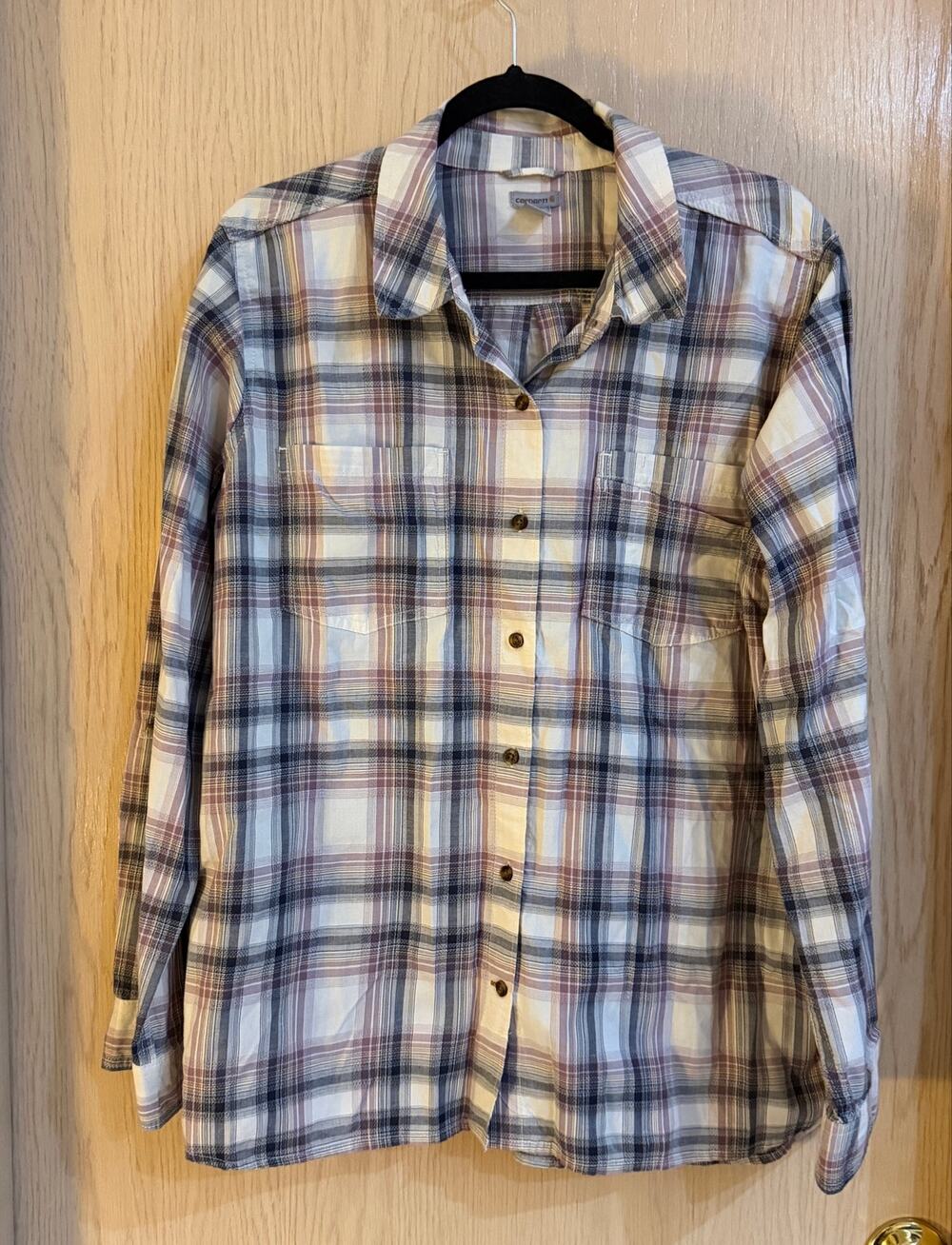 Carhartt Fairview Plaid Button Down Shirt Women XL 16/18 100% Cotto